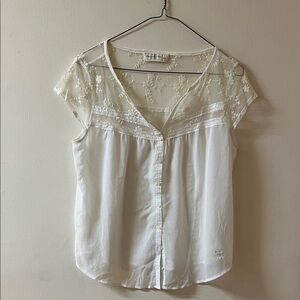 Abercrombie & Fitch White Floral Lace Blouse